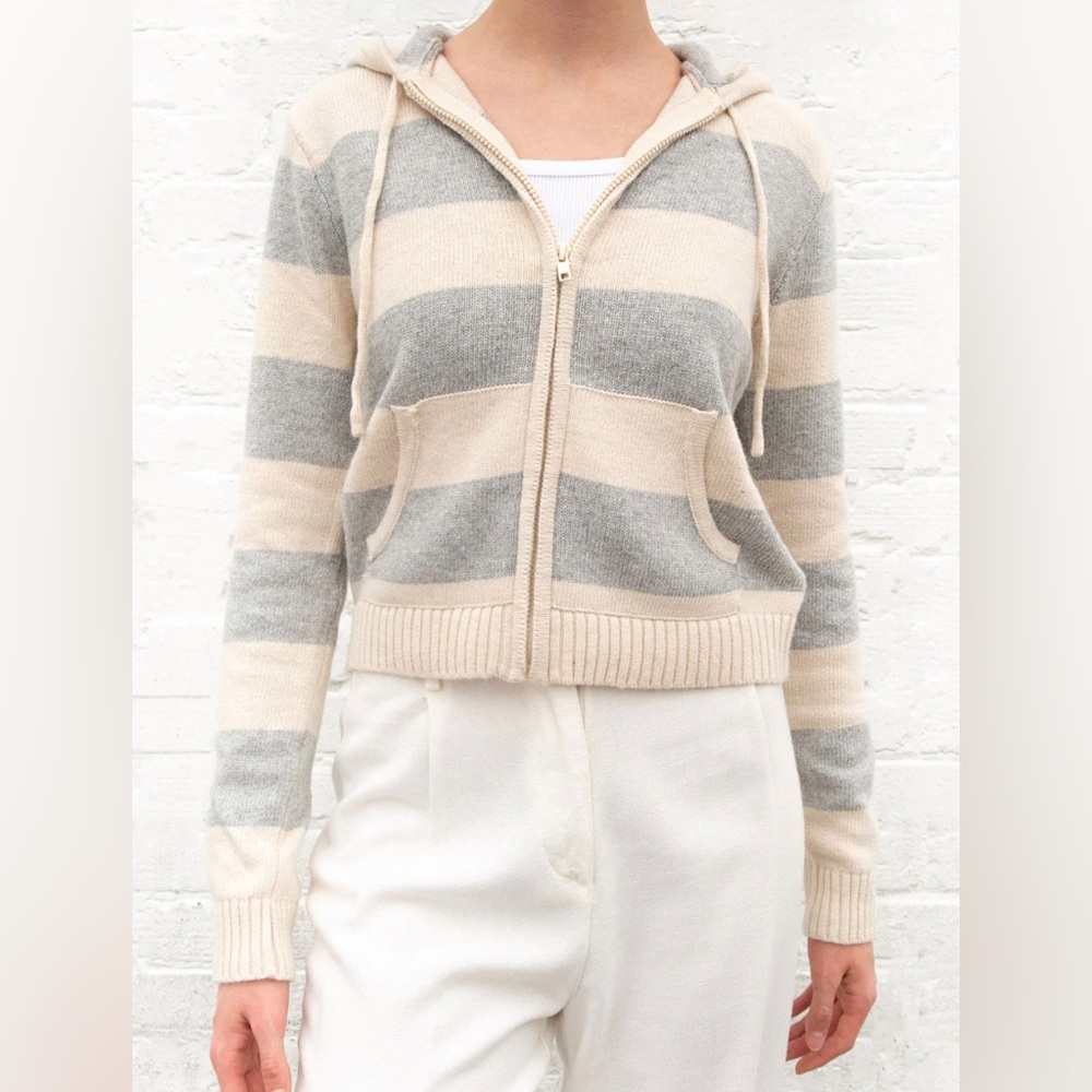 Brandy Melville wool striped hoodie NWOT